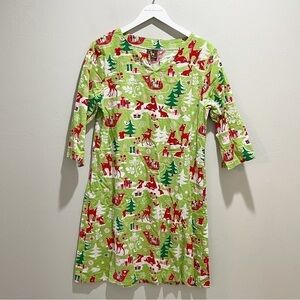 HALEY AND THE HOUND Southern Boutique USA Green Christmas Holiday Print Dress M